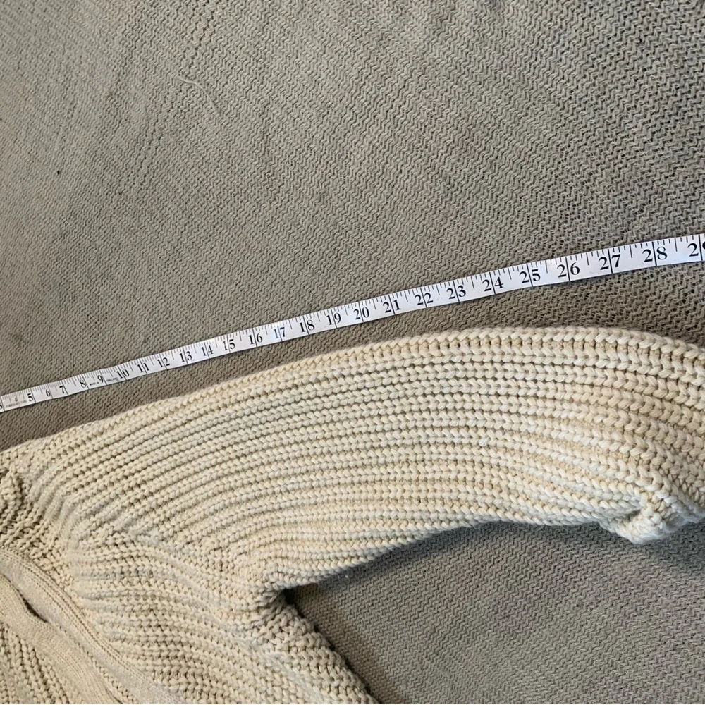 Chunky Knit Beige Long Sleeve Cardigan - Picture 14 of 16
